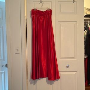 Ralph Lauren Black Label Red Satin Full-Length Skirt